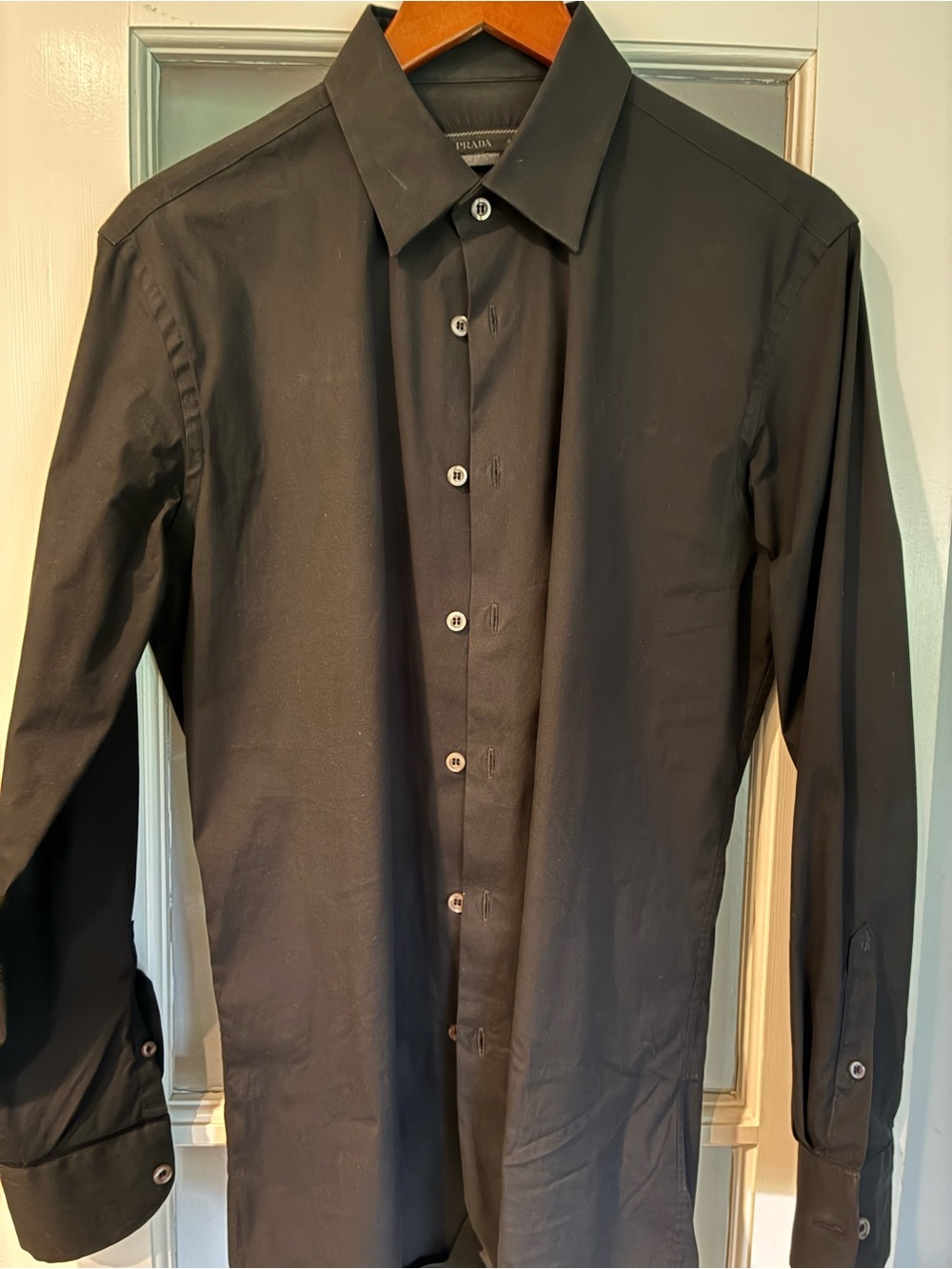 Prada Black Men's Dress Shirt - Classic Point Collar
